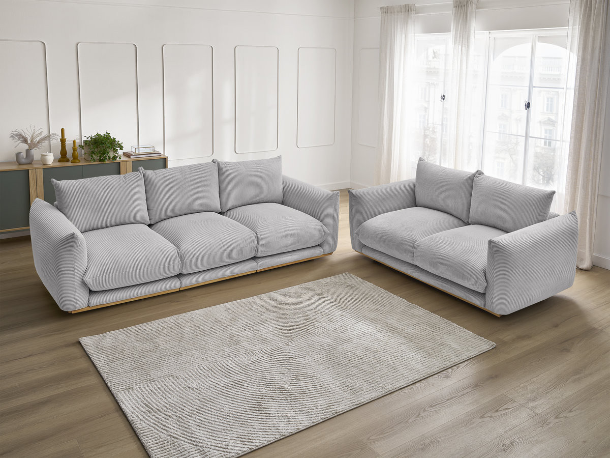 Bobochic Ernest Sofa 5-Sitzer Cordsamt Hellgrau