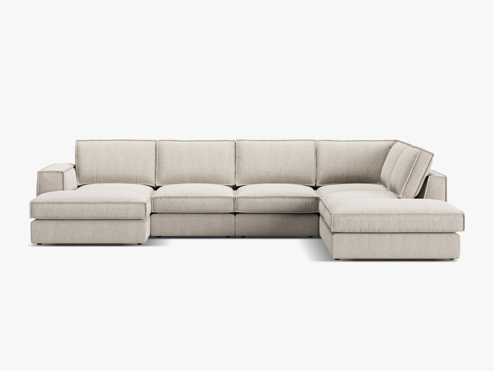 Micadoni modulares Panorama Ecksofa Pola 5-Sitzer Rechts Strukturierter Stoff Babel Sand