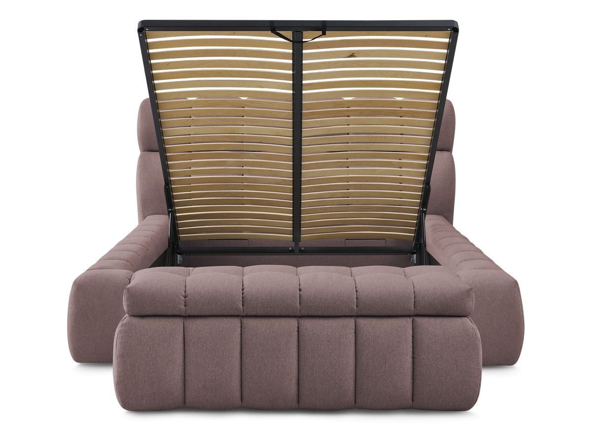 Bobochic Mont-blanc Polsterbett mit Bettkasten mit Bettbank Stoff Rosa, Liegefläche 140 × 190 cm