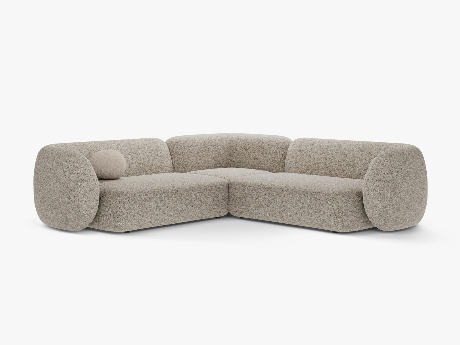 Micadoni Ecksofa Kate 5-Sitzer Strukturierter Stoff Puente Beige Melange