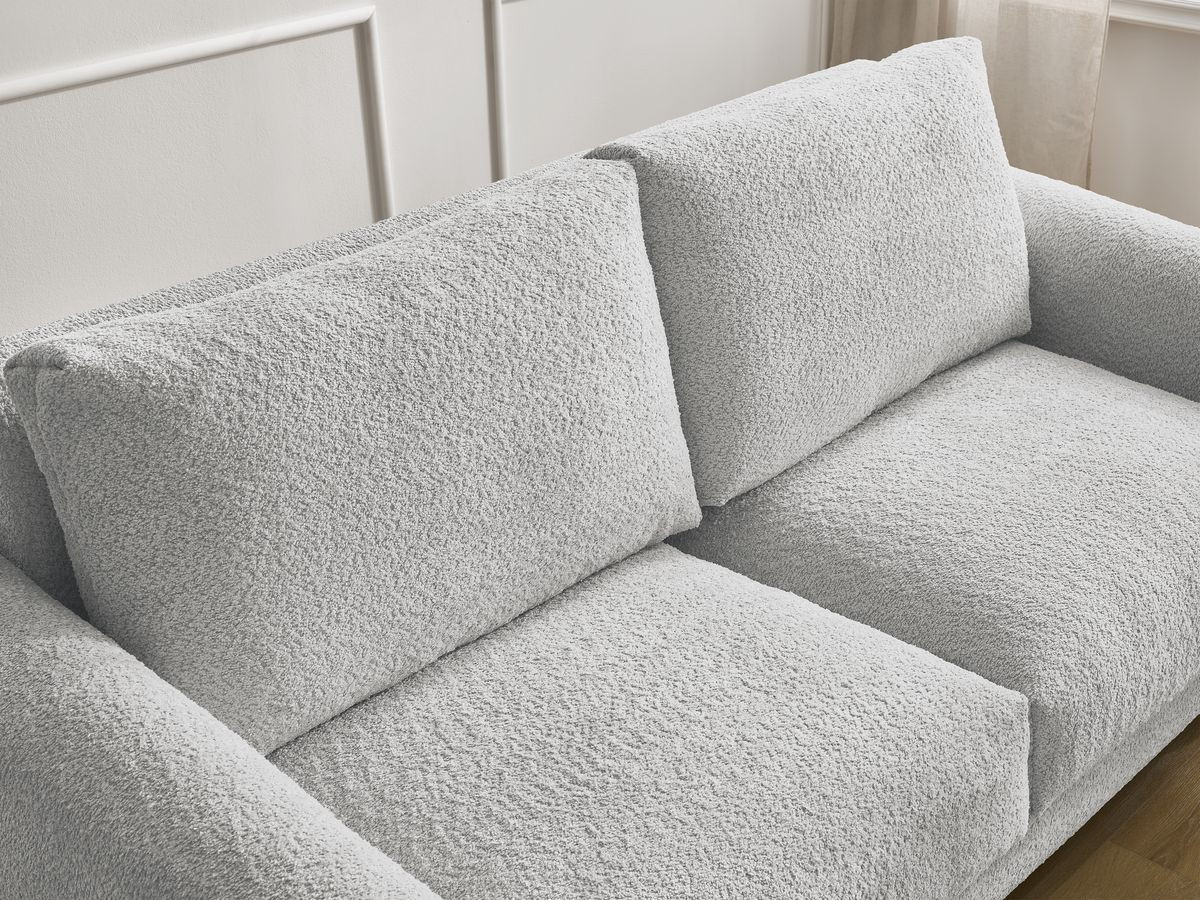 Bobochic Cocoone Schlafsofa 3-Sitzer Bouclé-Stoff Hellgrau, Liegefläche 160 × 200 cm
