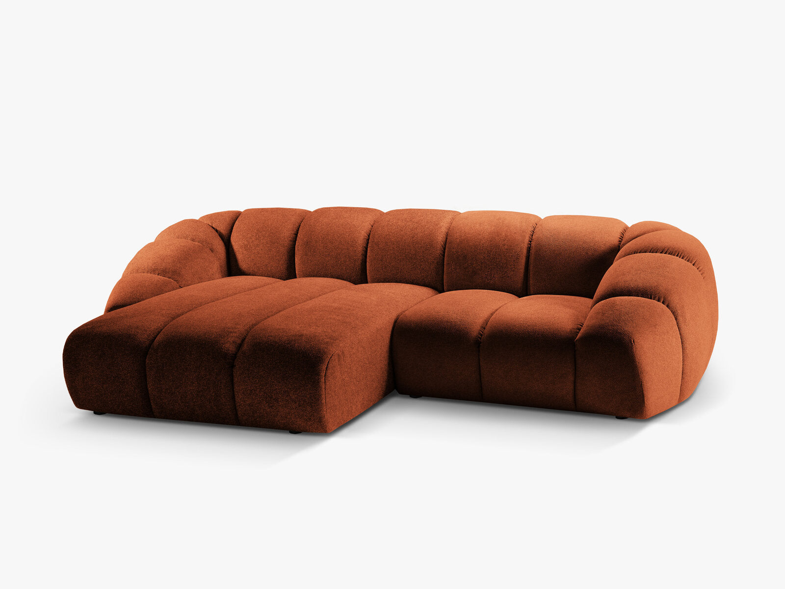 Micadoni Ecksofa Diana 3-Sitzer Links Strukturierter Samt Bubble Terrakotta