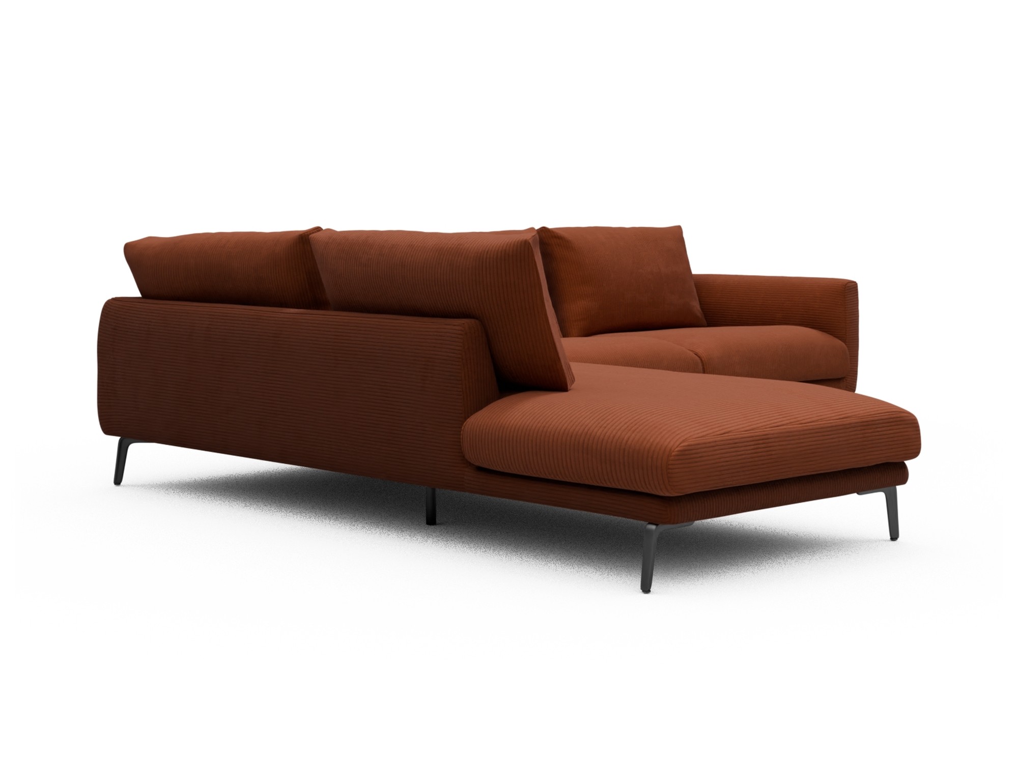 Skandi Home Ecksofa Karl Relax-Ecke links mit 2,5-Sitzer Corduroy-Burnt-Orange moebelfaktor
