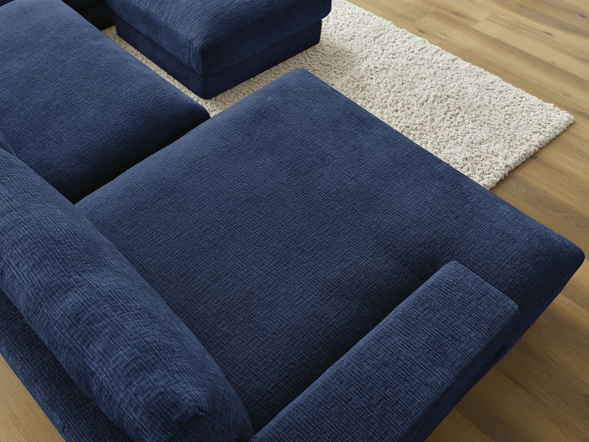 Bobochic Leonard Wohnlandschaft mit Pouf 404 × 159 cm Strukturstoff Dunkelblau