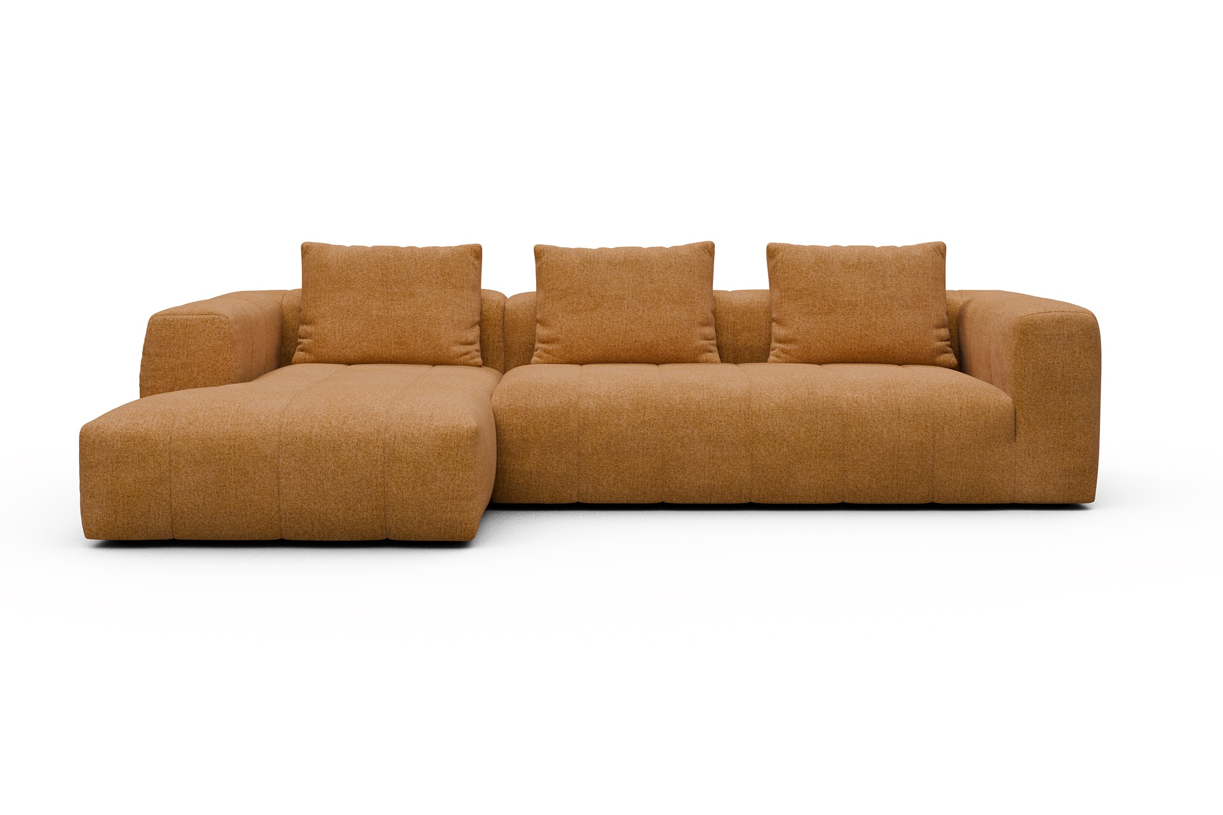 Ecksofa Hugo 2,5-Sitzer Armlehne rechts mit Chaiselongue Casone-Warm-Yellow