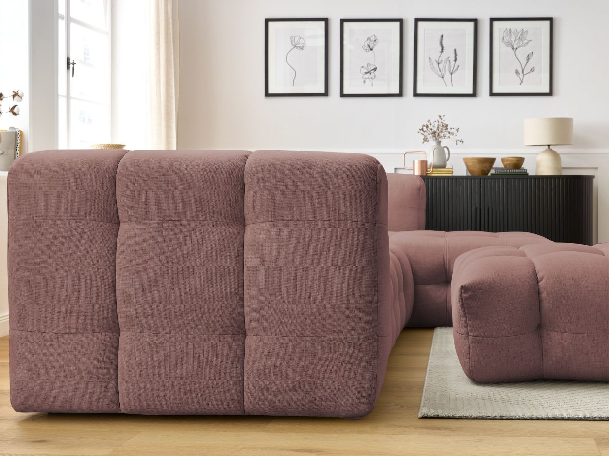 Bobochic Cloud Ecksofa mit Pouf 288 × 184 cm Stoff Rosa Ecke rechts