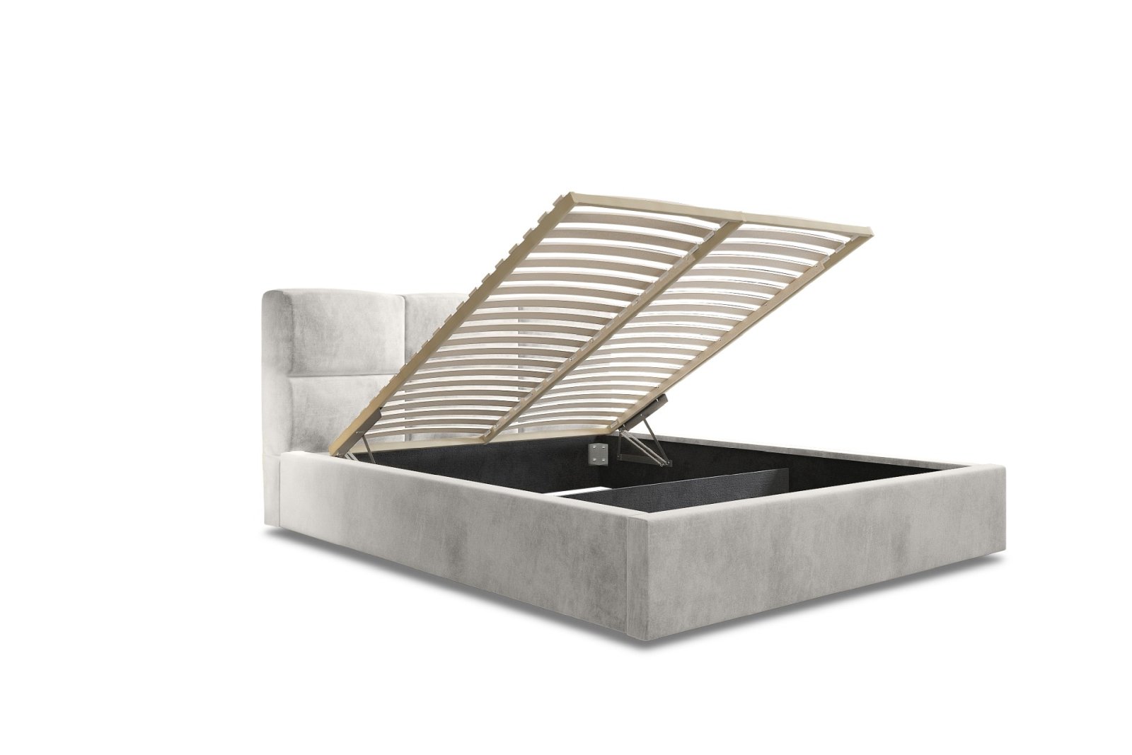 Polsterbett Portoza Samtstoff 140x200 mit Holzrahmen Macau Pearl