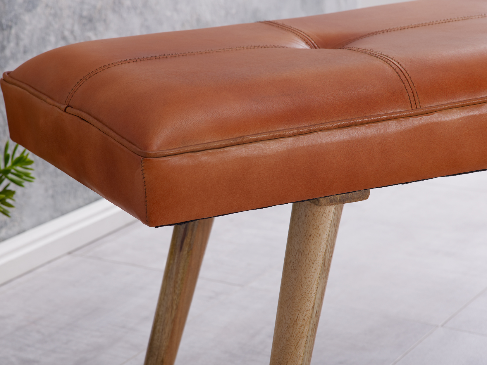 Sitzbank Akureyri Echtleder Braun 117 × 38 × 51 cm