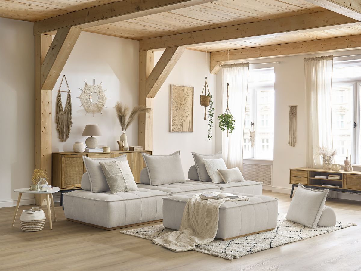 Bobochic Elisa Sofa 4-Sitzer Strukturstoff Beige