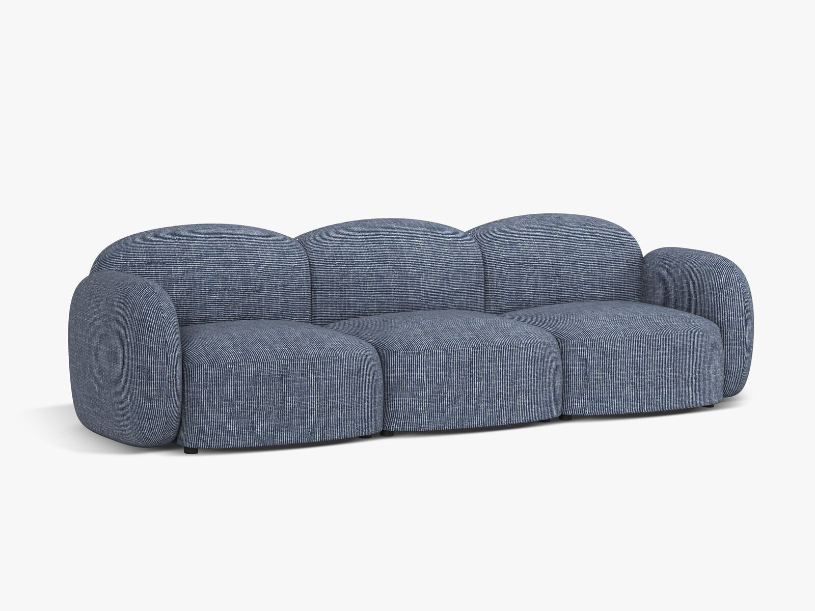 Micadoni Sofa Blair 3-Sitzer Strukturierter Stoff Baltimore Blau Melange