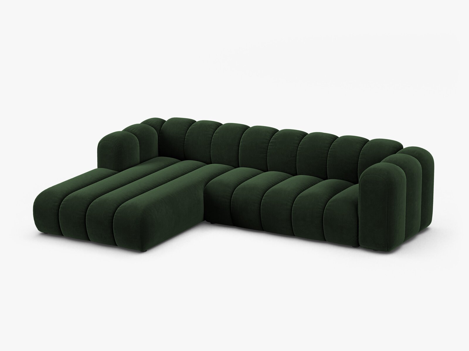 Micadoni Modulares Ecksofa Lupine 4-Sitzer Samt Venus Flaschengrün Links
