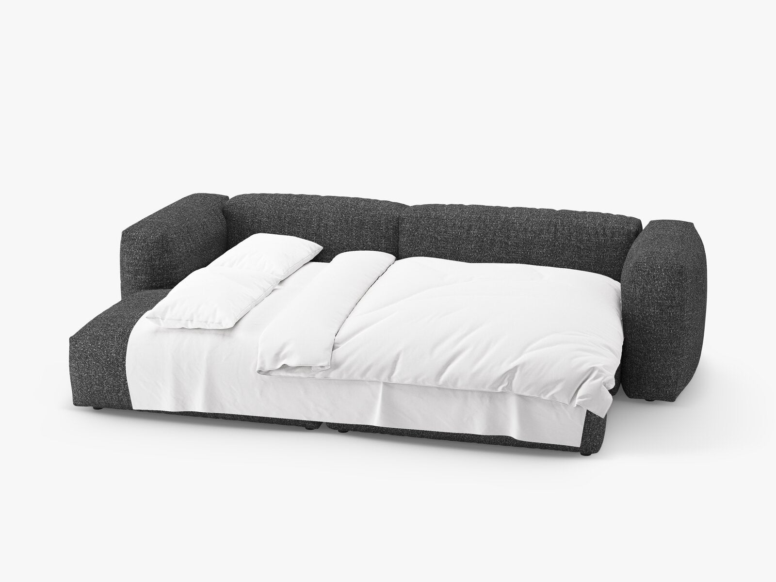 Micadoni Martina Ecksofa 4-Sitzer mit Schlaffunktion Links Boucle Monet Anthrazit