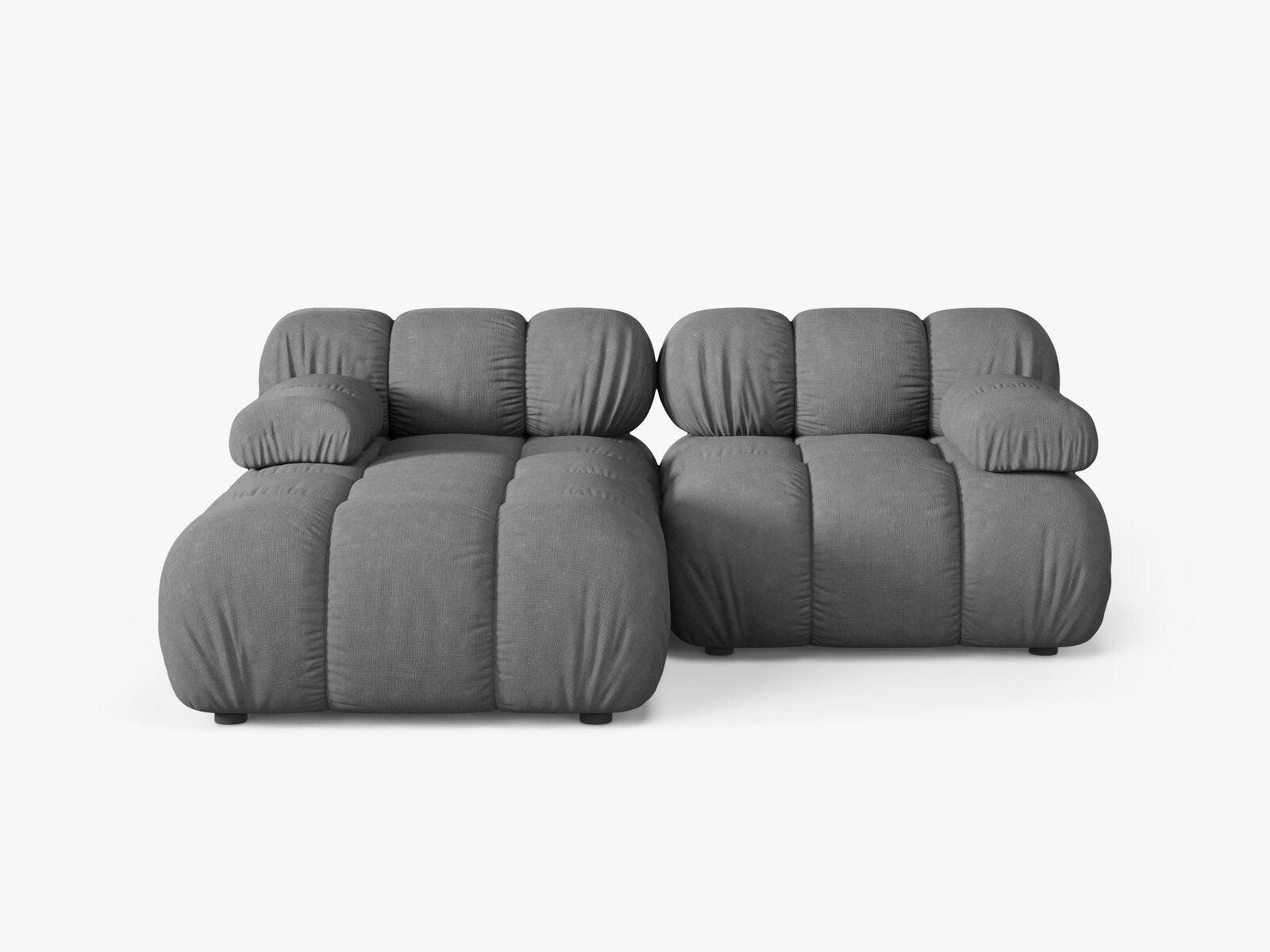 Micadoni Modulares Ecksofa Bellis 3-Sitzer Links Strukturierter Stoff Liberty Grau