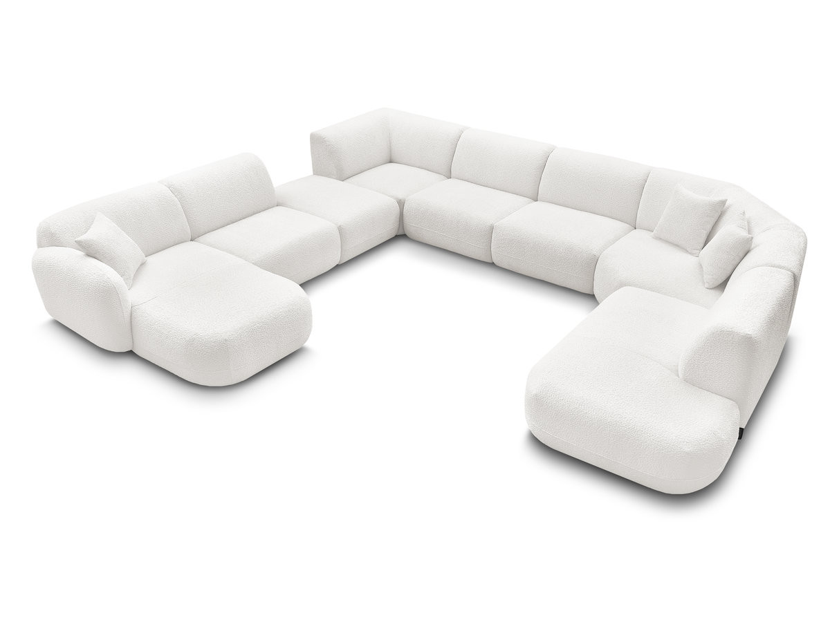 Bobochic Anda Wohnlandschaft mit Pouf 396 × 357 cm Chenille Weiß Ecke links