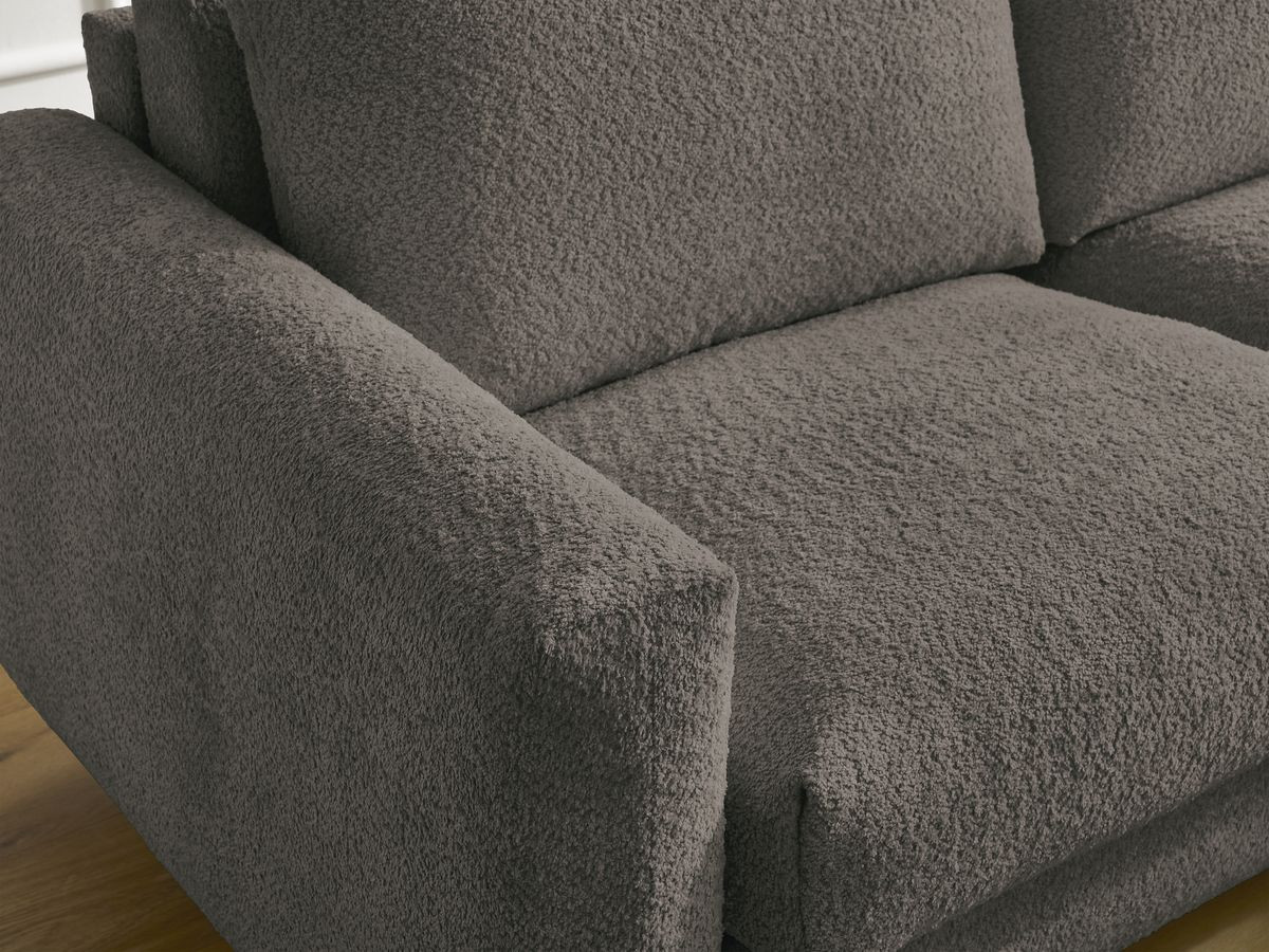 Bobochic Cocoone Ecksofa mit Schlaffunktion und Bettkasten Bouclé-Stoff Braun, Liegefläche 140 × 200 cm