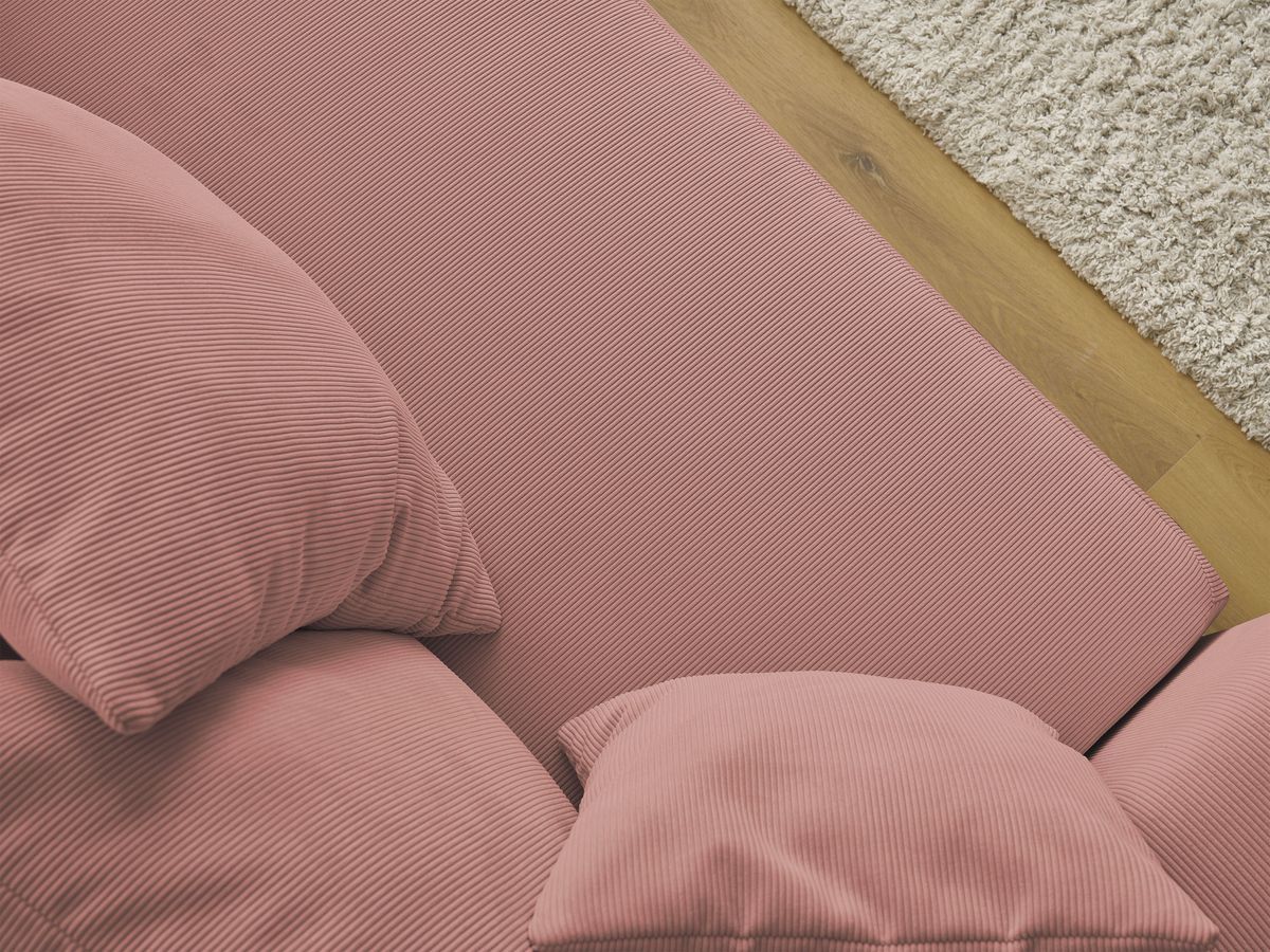 Bobochic Sidonie Schlafsofa 3-Sitzer mit Bettkasten Cordsamt Rosa