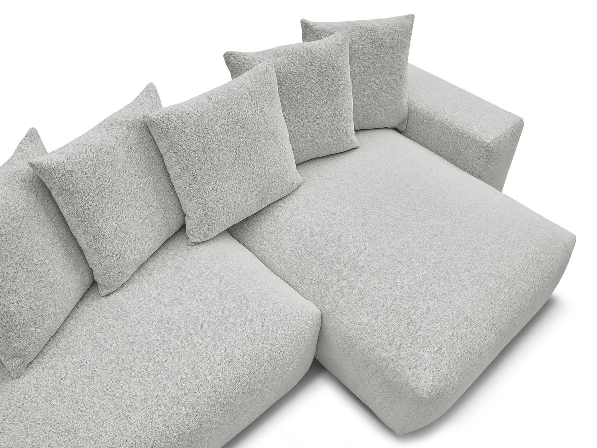 Bobochic Voltaire Ecksofa mit Schlaffunktion und Bettkasten Melange-Stoff Hellgrau