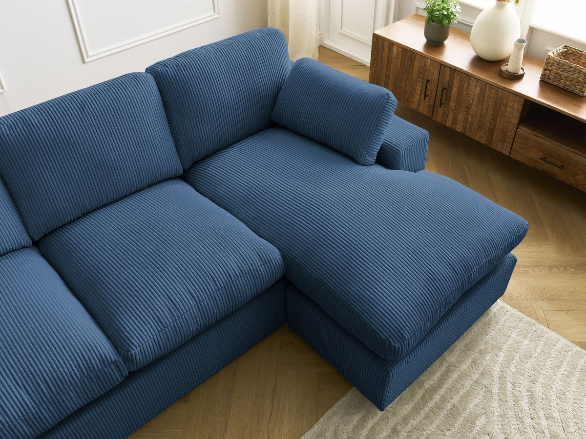 Bobochic Belair Ecksofa 220 × 139 cm Cordsamt Dunkelblau