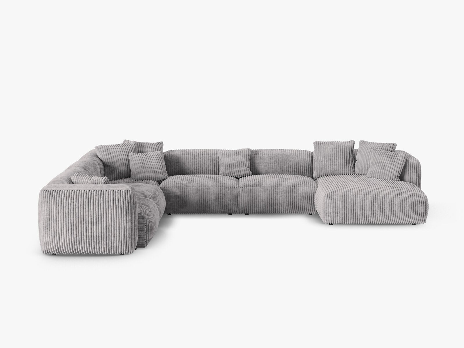 Micadoni modulares Ecksofa XL Martina 6-Sitzer 90cm Sitztiefe Links Kord Tilia Hellgrau