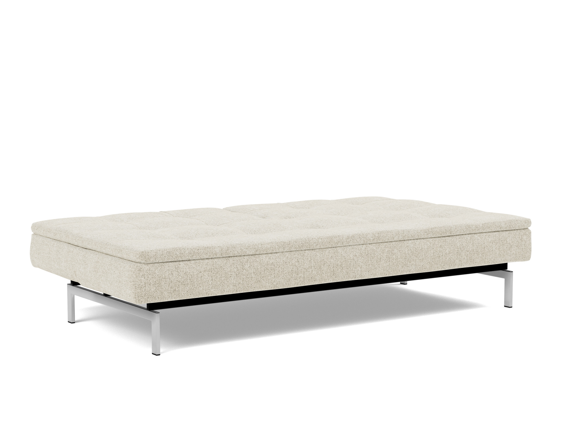 Schlafsofa Dublexo Strukturierter Stoff Taura 357-Off-White Beine Chrom