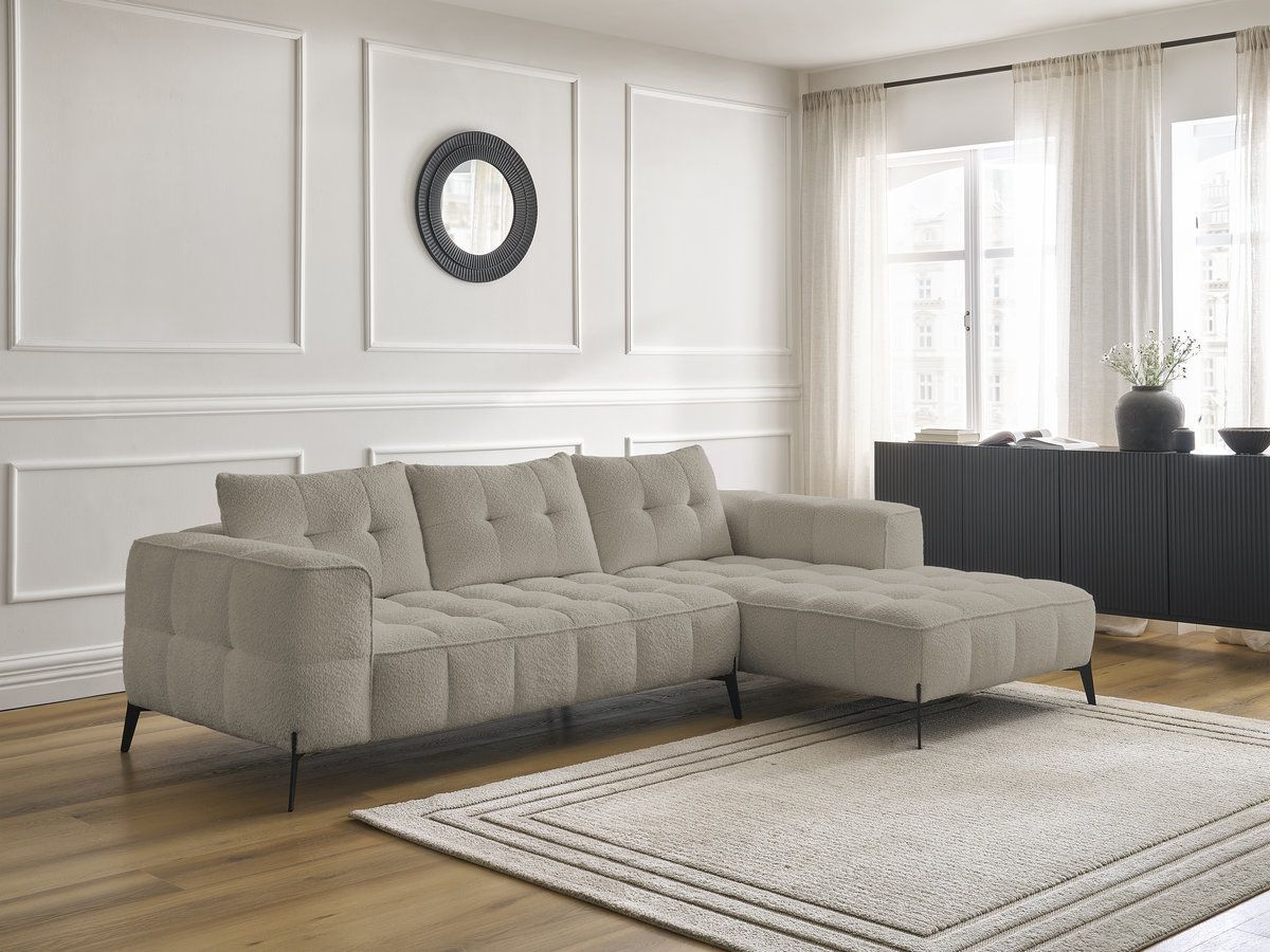 Bobochic Anis Ecksofa Bouclé-Stoff Taupe Ecke rechts
