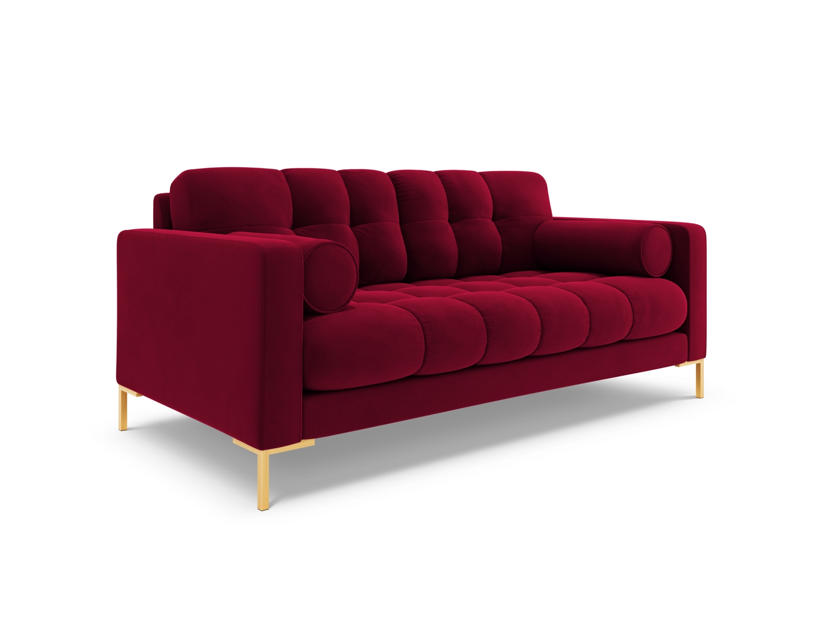 Cosmopolitan Design Sofa Bali 2-Sitzer Samt Bluvel Rot Beine Gold