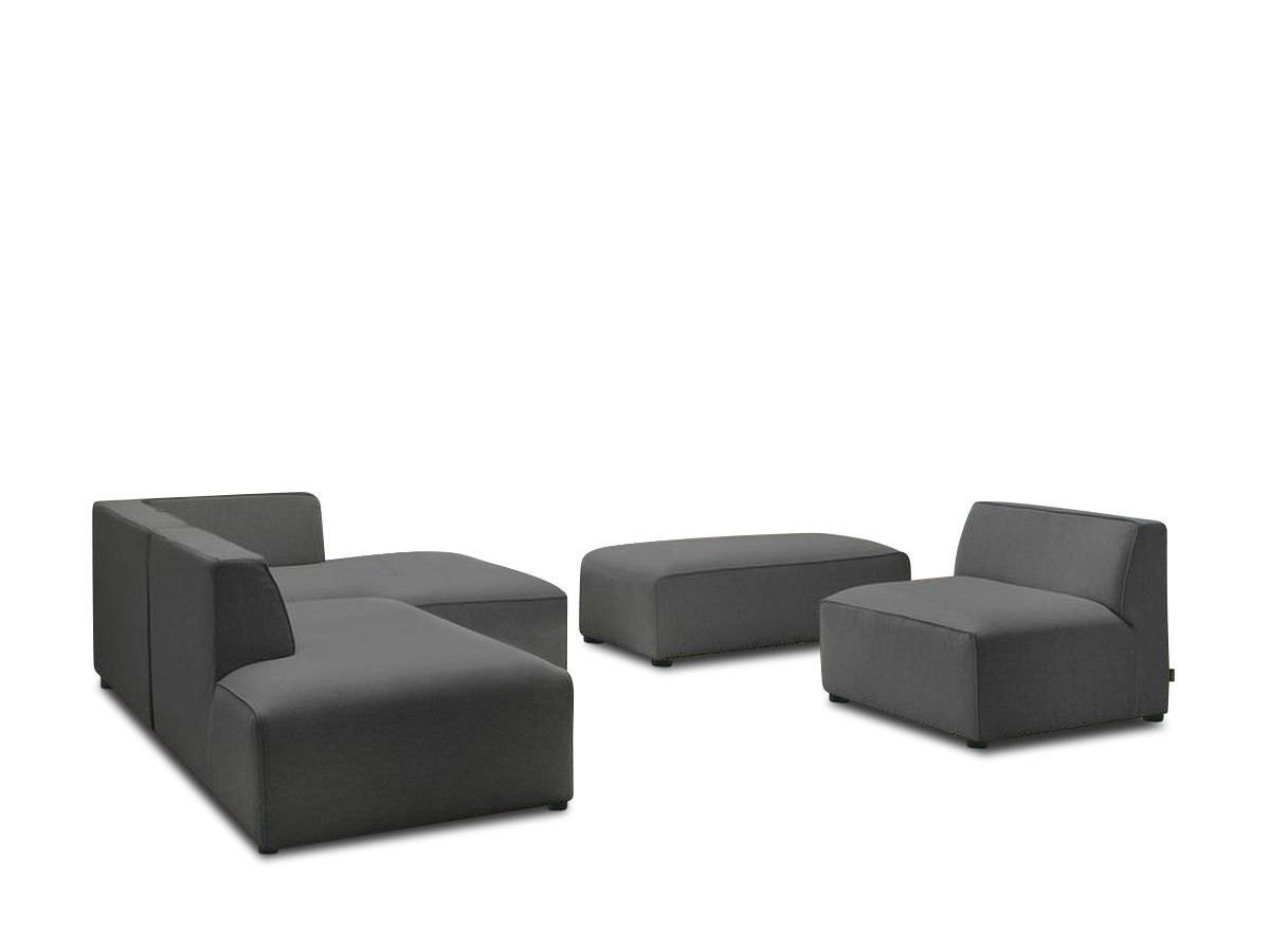 Bobochic Megeve Ecksofa mit Pouf Melange-Stoff Dunkelgrau Ecke rechts