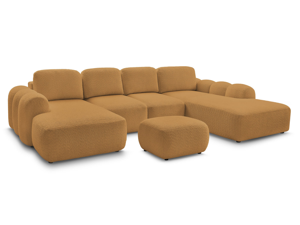 Bobochic Montaigne Wohnlandschaft mit Pouf Bouclé-Stoff Gelb Ecke links