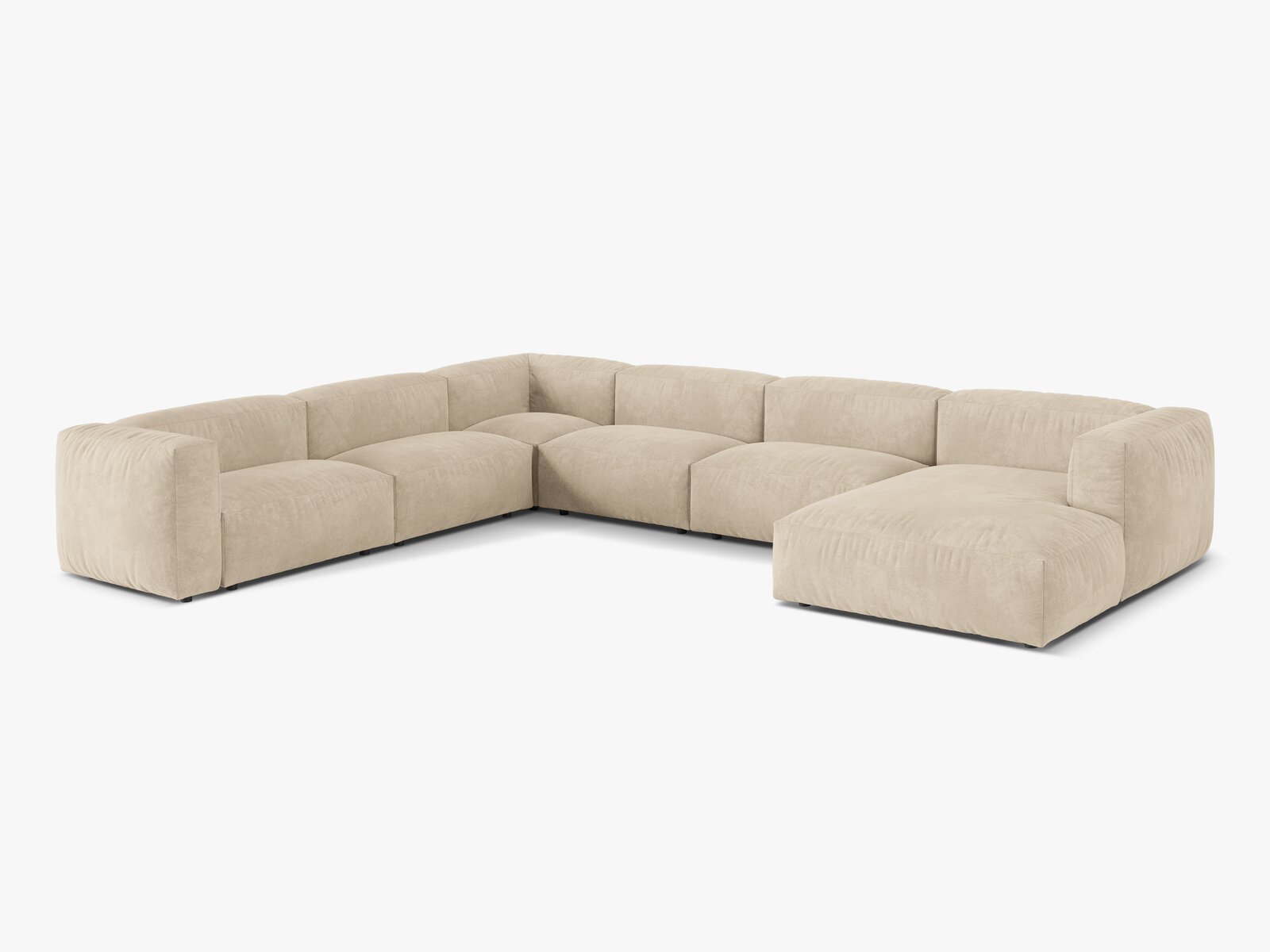 Micadoni modulares Ecksofa XL Martina 6-Sitzer Links Samt Vogue Helles Beige