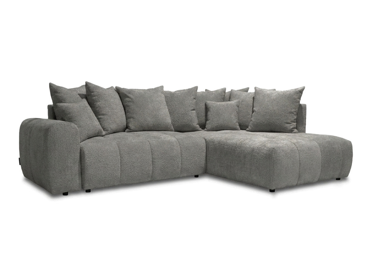 Bobochic Roxelane Ecksofa mit Schlaffunktion und Bettkasten Bouclé-Stoff Dunkelgrau Ecke rechts