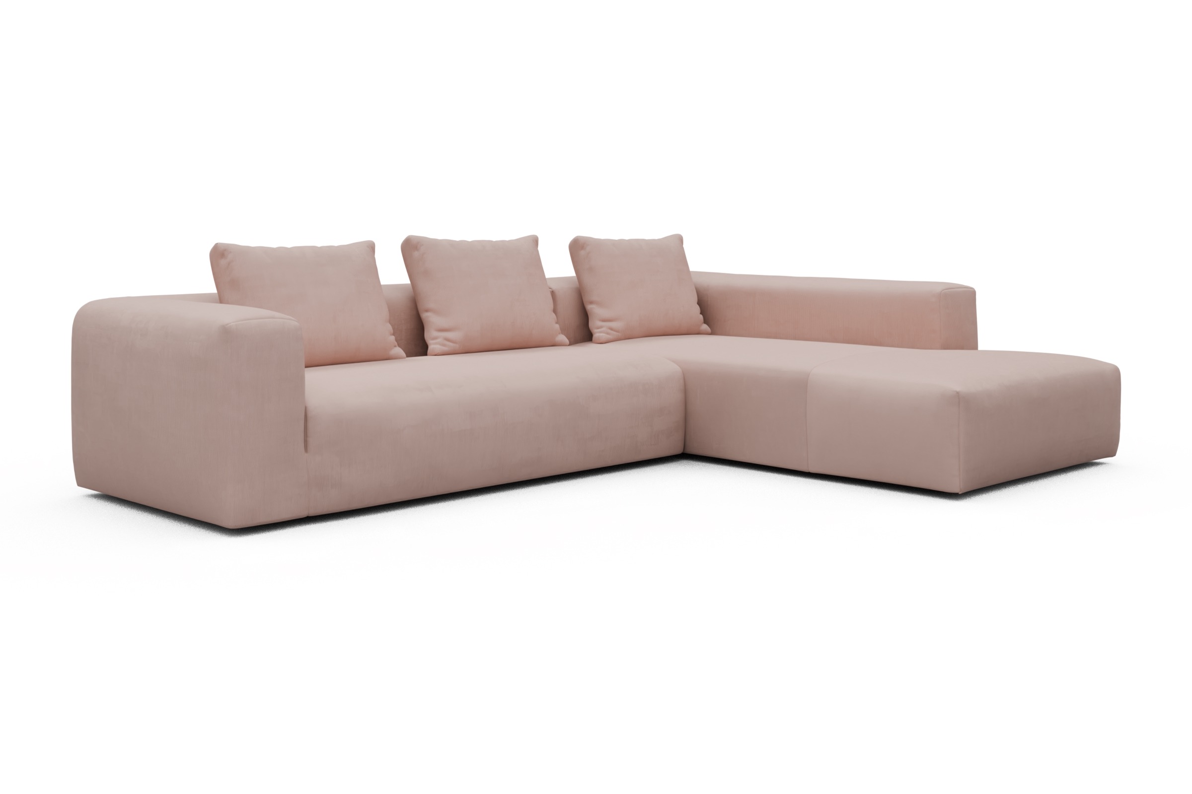 Ecksofa Fred Relax-Ecke rechts mit 2,5-Sitzer Cordufine-Blush