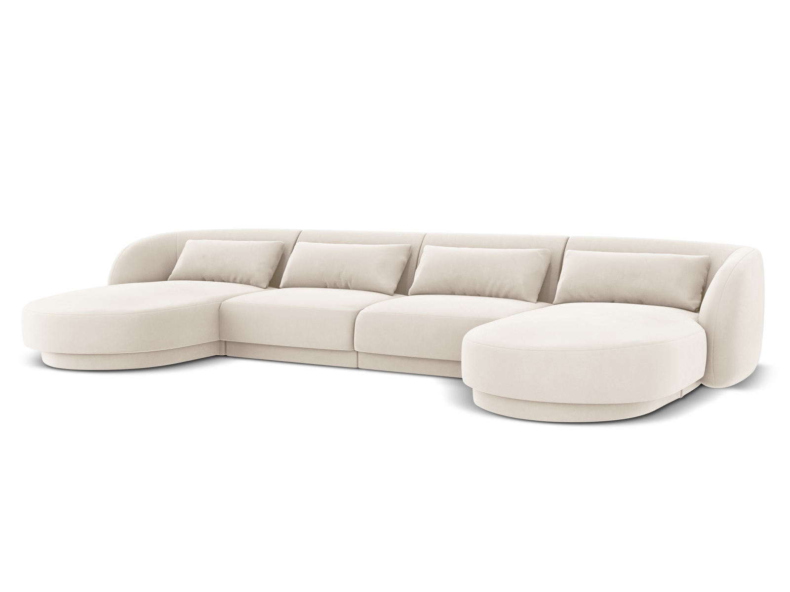 Cosmopolitan Design Panoramasofa Tulum 5-Sitzer Samt Bluvel Helles Beige