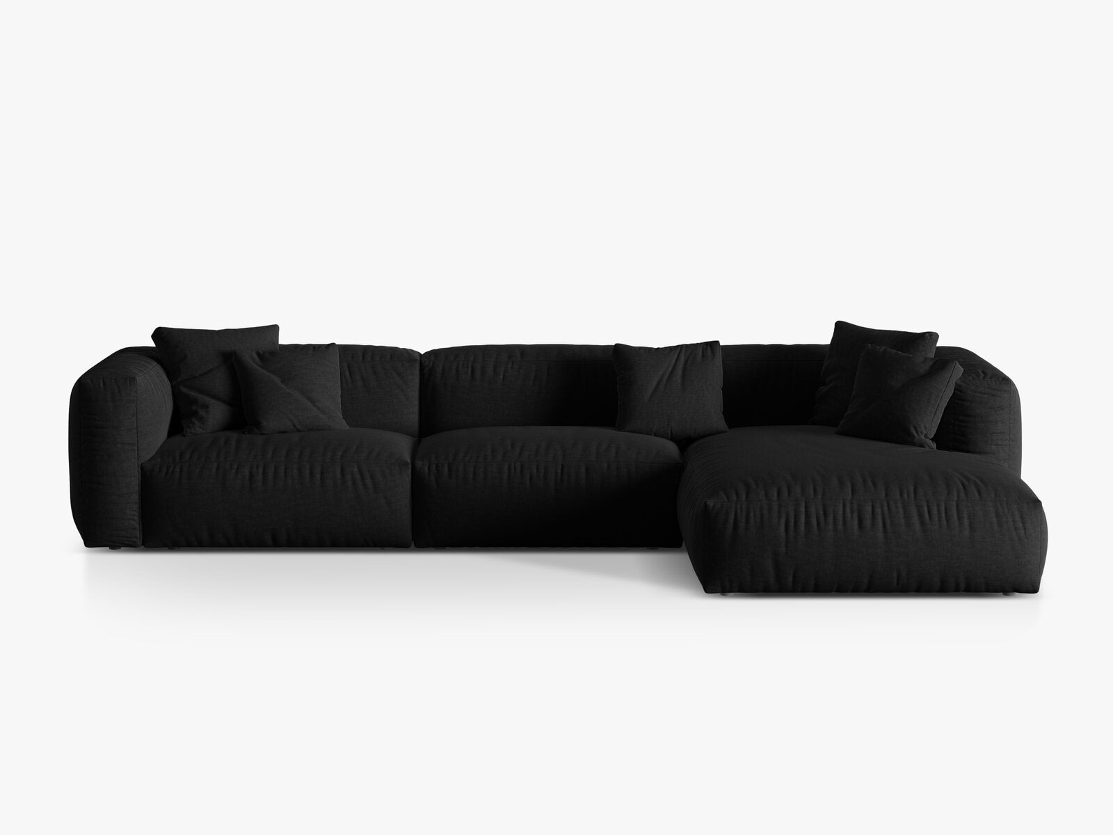 Micadoni Ecksofa Martina 3-Sitzer Rechts Strukturierter Stoff Boston Schwarz