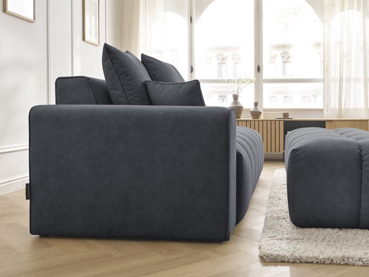 Bobochic Mont-blanc Sofa 5-Sitzer mit Pouf Samt Dunkelgrau Armlehne links