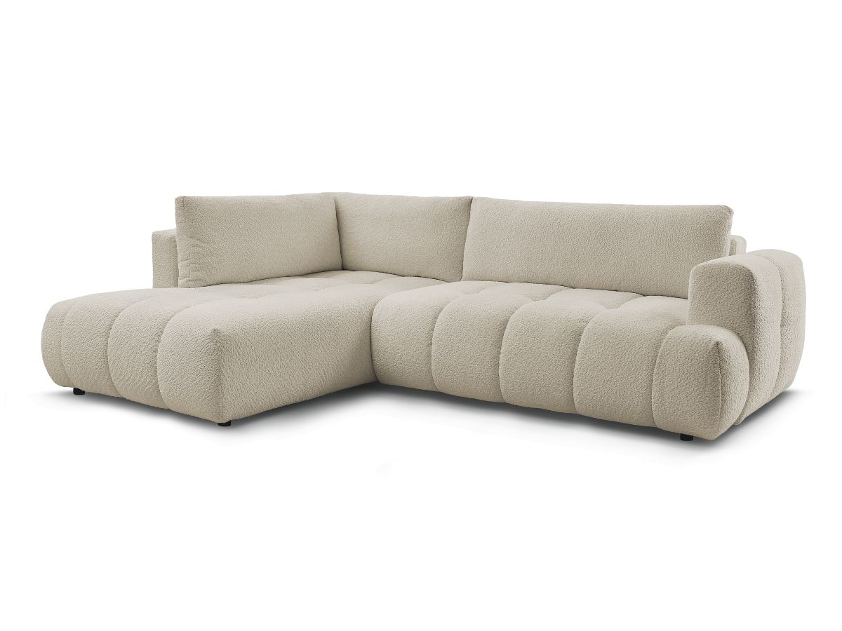 Bobochic Fuji Ecksofa mit Schlaffunktion und Bettkasten 282 × 204 cm Bouclé-Stoff Beige Ecke links