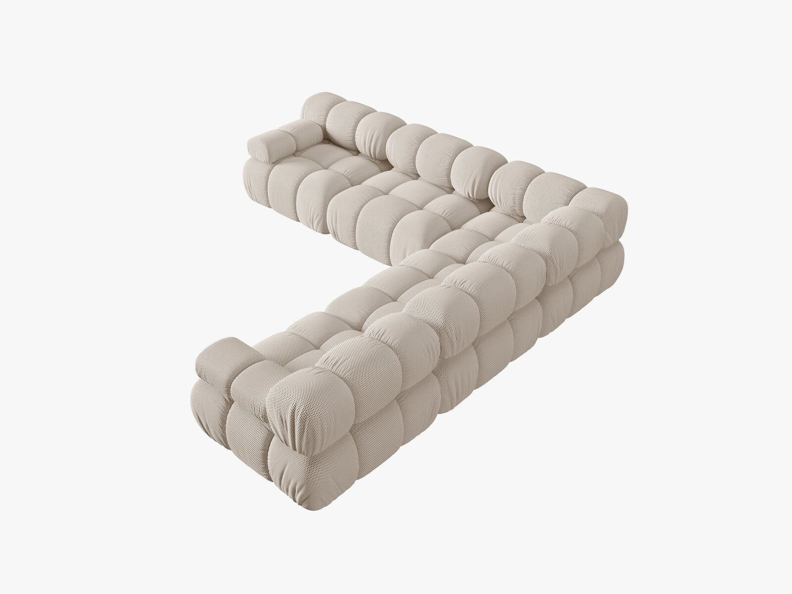 Micadoni Symmetrisches Ecksofa Bellis 5-Sitzer 3D-Stoff Sonic Helles Beige