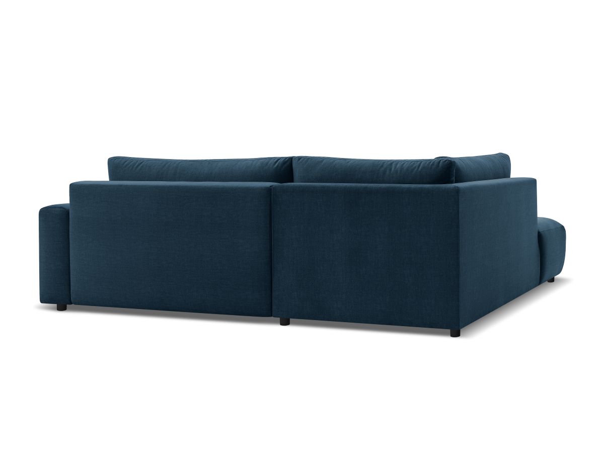 Bobochic Arsene Ecksofa mit Schlaffunktion und Bettkasten und Pouf 277 × 200 cm Samt Blau Ecke links