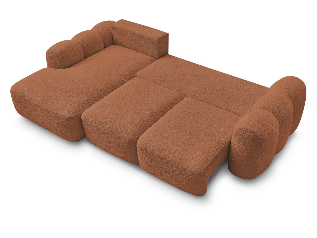 Bobochic Montaigne Ecksofa mit Schlaffunktion und Bettkasten 276 × 164 cm Bouclé-Stoff Orange Ecke links