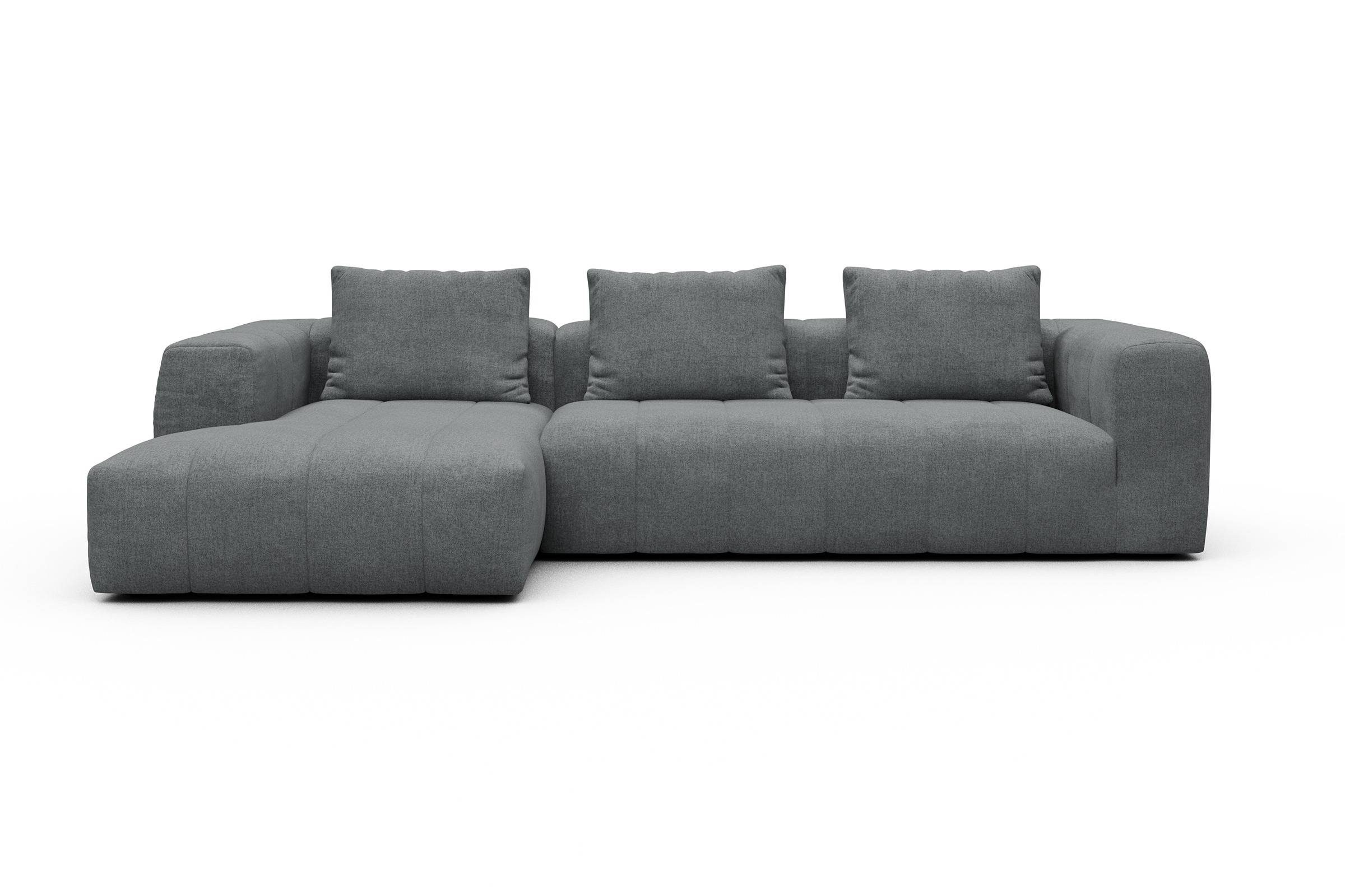 Ecksofa Hugo 2,5-Sitzer Armlehne rechts mit Chaiselongue Casone-Gravel-Grey
