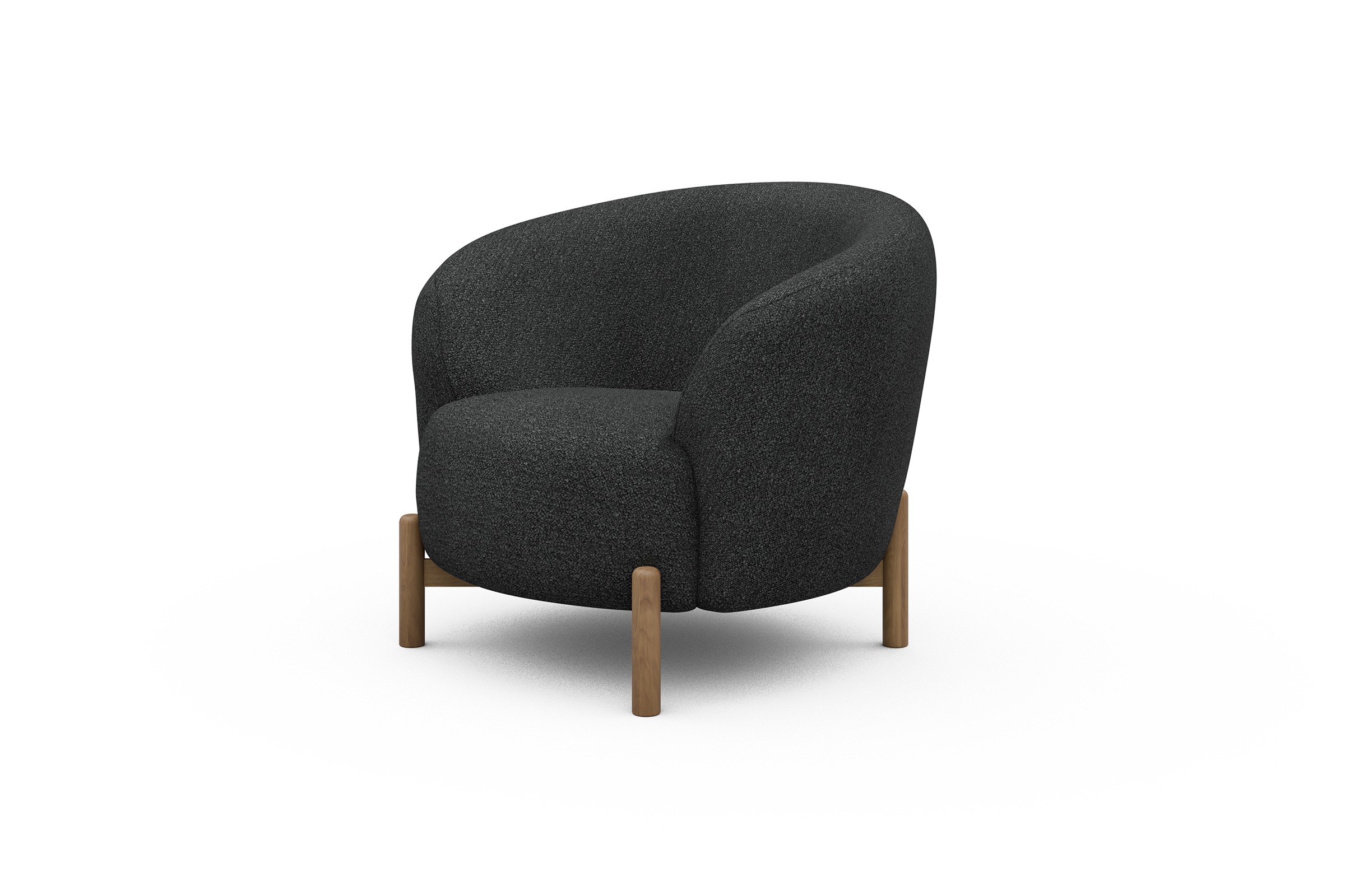 Sessel Ronda Holzbeine Eiche Natur Boucle-Charcoal