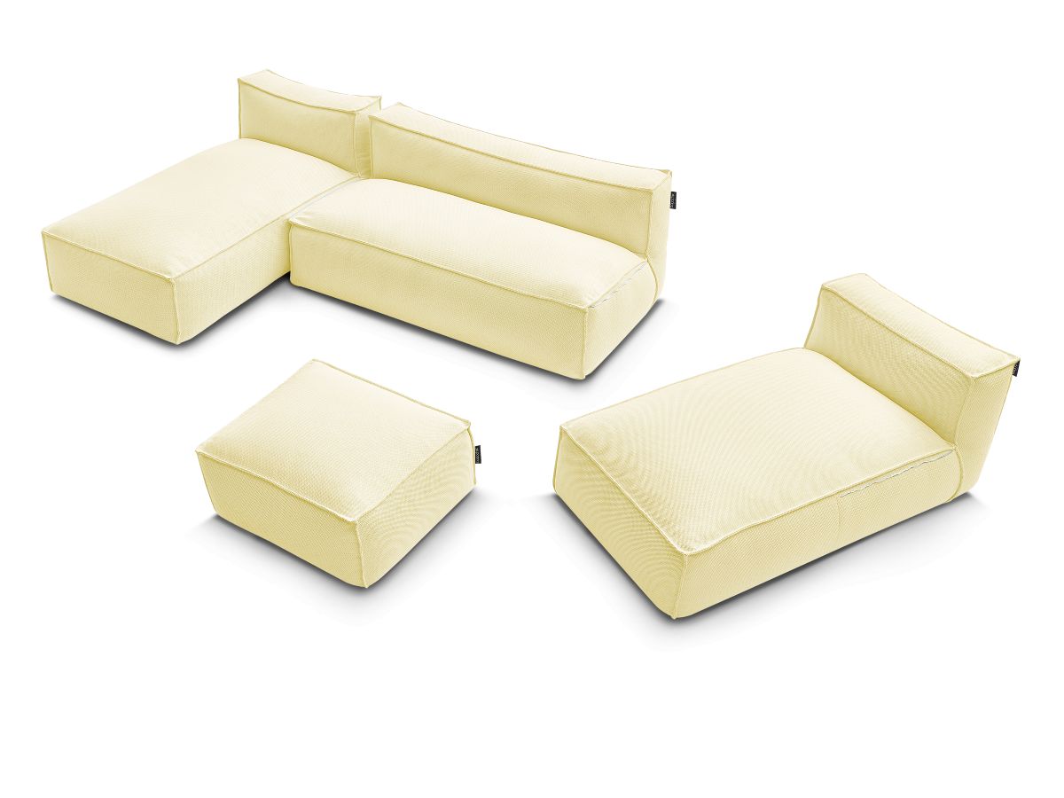 Bobochic Biarritz Gartensofa 4-Sitzer mit Pouf 332 × 168 cm Melange-Stoff Gelb