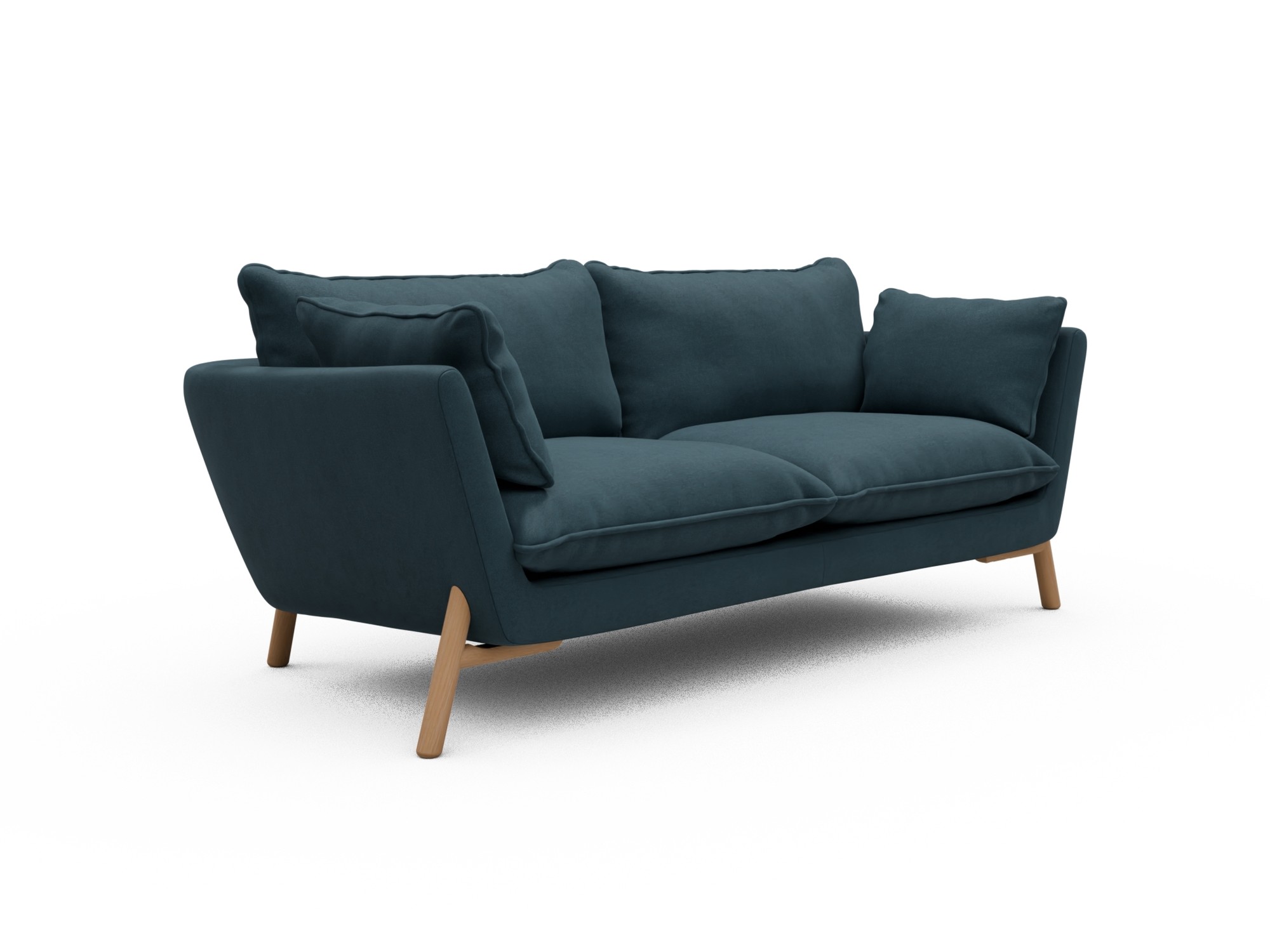 Skandi Home Sofa Emil Soft 2-Sitzer Beinfarbe Eiche Natur Satya-Indigo moebelfaktor