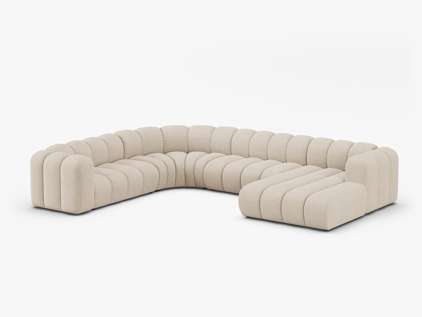 Micadoni Modulares Panorama Ecksofa Lupine 6-Sitzer Links Boucle Baloo Beige