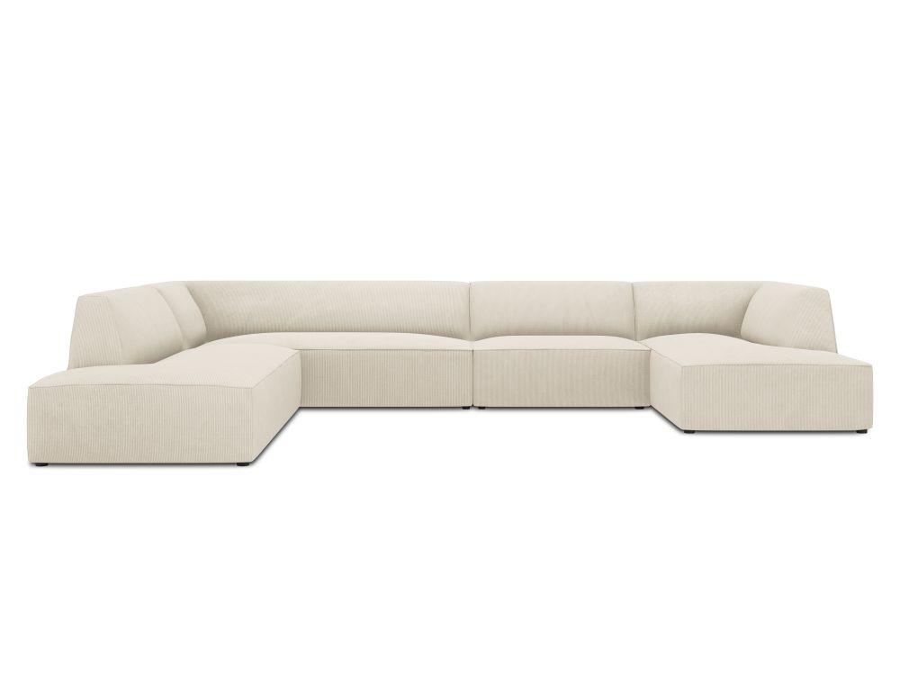 Cosmopolitan Design Panoramasofa Siena 7-Sitzer Kord Scala Helles Beige Links
