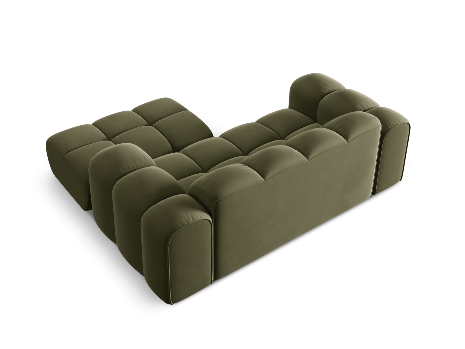Cosmopolitan Design Ecksofa Treno 2-Sitzer Samt Bluvel Grün Rechts