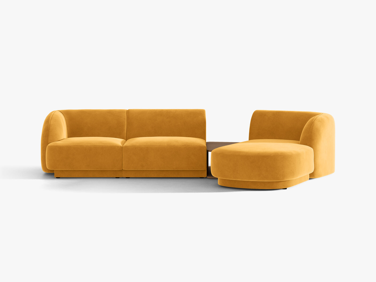 Micadoni Modulares Sofa Miley mit Recamiere 3-Sitzer Rechts Samt Venus Gelb