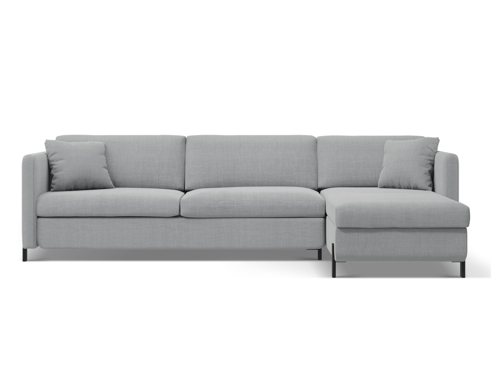 Micadoni Schlaf-Ecksofa Gloria 4-Sitzer Rechts Strukturierter Stoff Hellgrau 205x140