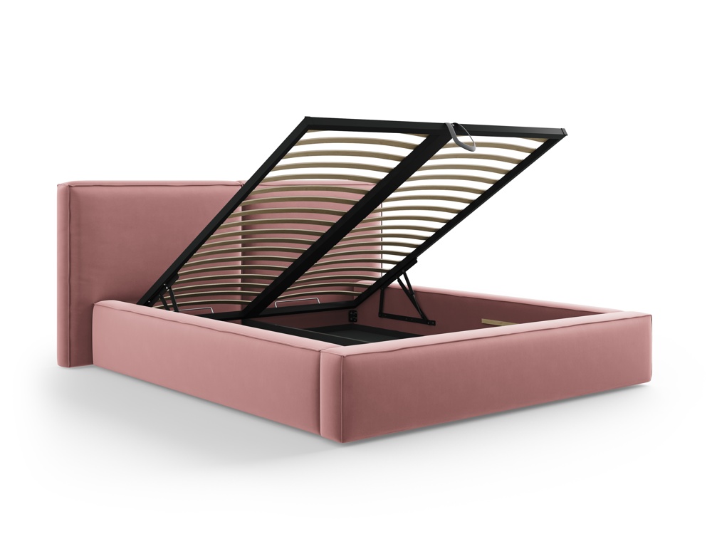 Cosmopolitan Design Stauraumbett mit doppeltem Kopfteil Arendal 180x200 Samt Bluvel Rosa
