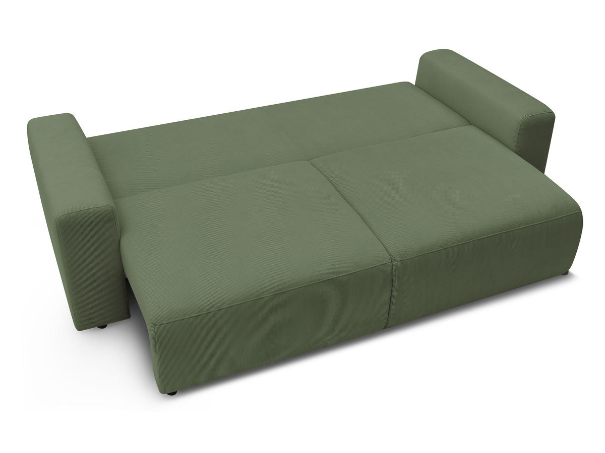 Bobochic Envy Schlafsofa 3-Sitzer mit Bettkasten und Pouf Cordsamt Grün