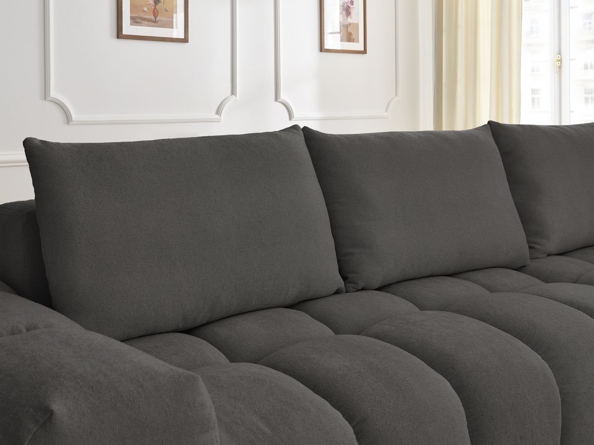 Bobochic Everest Ecksofa, 4 Kissen Strukturstoff Dunkelgrau Ecke rechts